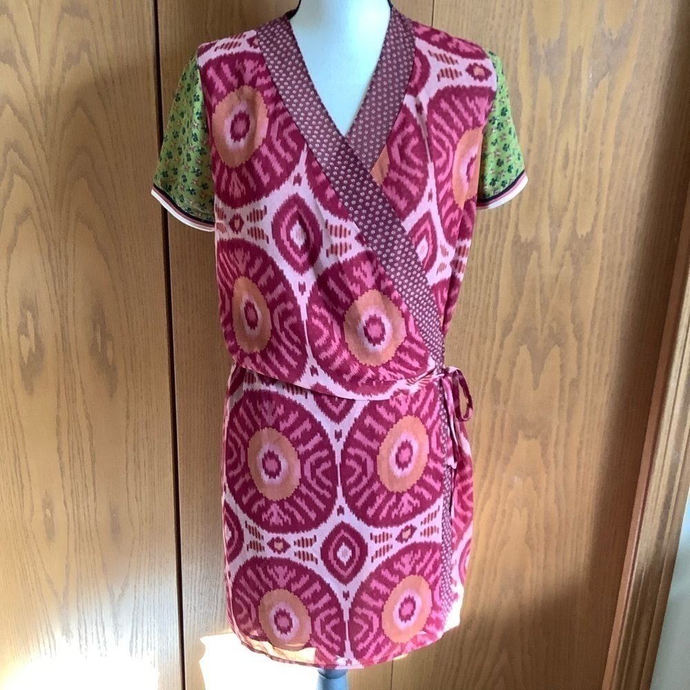 Scotch & Soda Colorful Patterned Block Wrap Kimono Tunic/Dress Sz-S